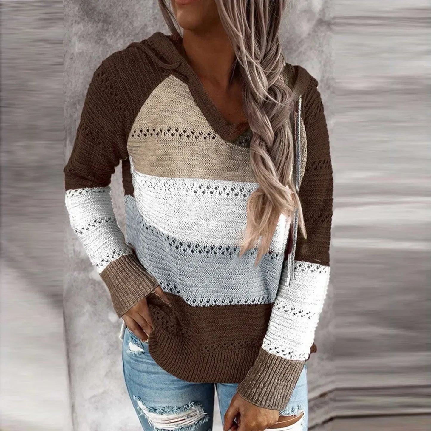 JOLENE - Gestreifter Pullover mit Kapuze