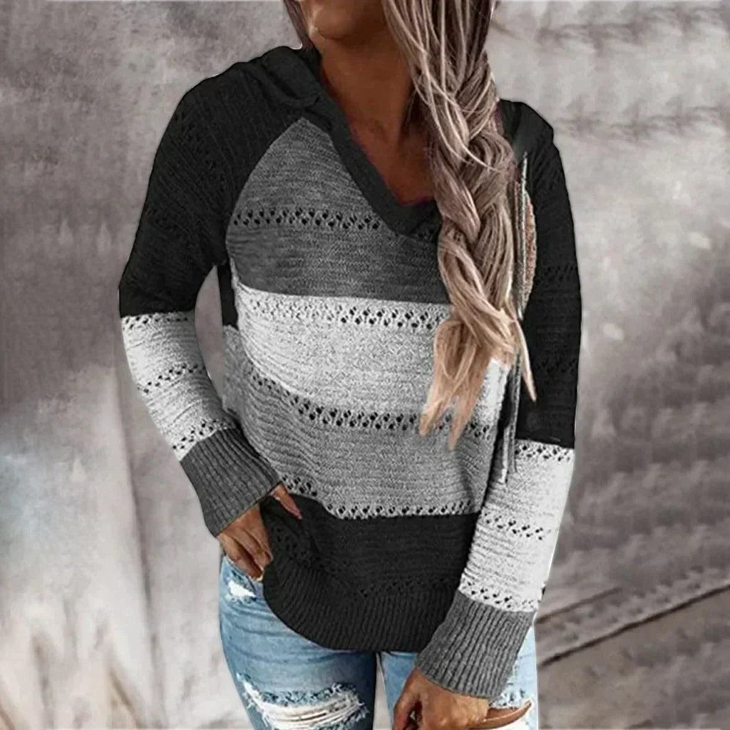 JOLENE - Gestreifter Pullover mit Kapuze