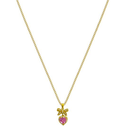 Ribbon Heart Kette 18K Vergoldet