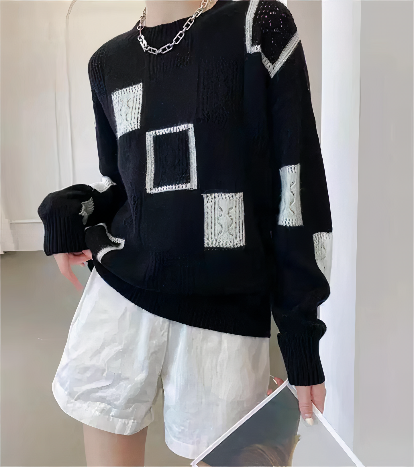 LINA - Geometrischer Patchwork-Pullover