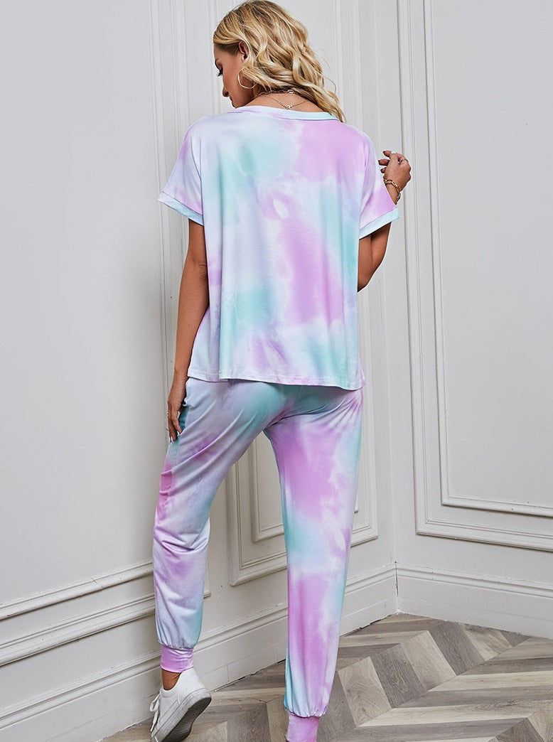 Samantha - Set aus Hemd und Hose Tie Dye blau und lila