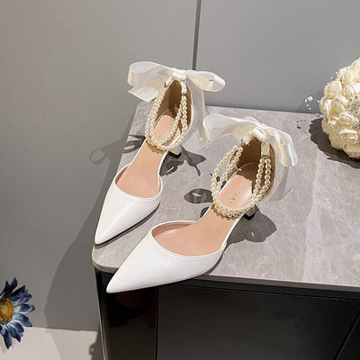 Hochhackige Damenschuhe mit Perlenverzierung im raffinierten Stil - Oriane