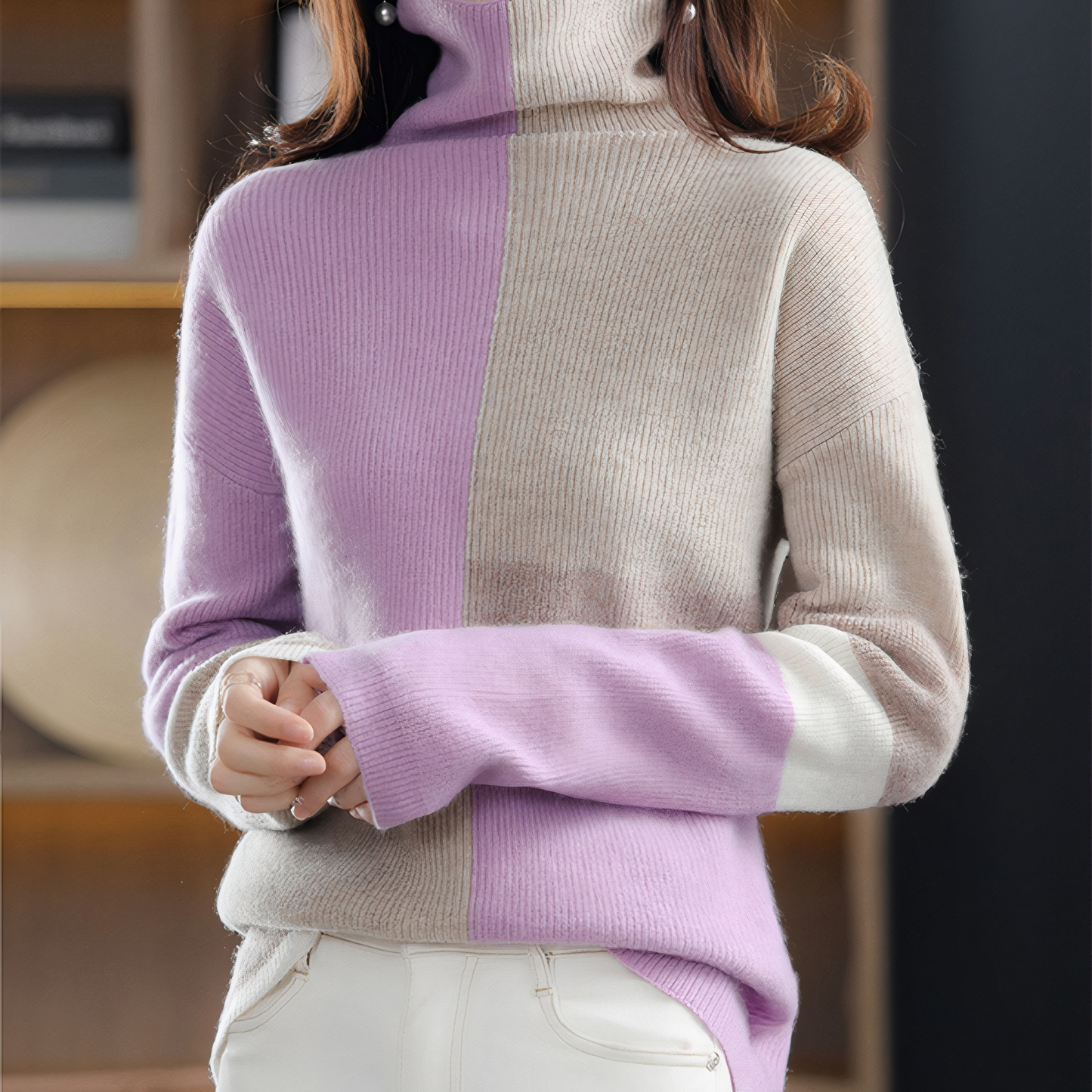 OLIVE - Farbenfroher Rollkragenpullover