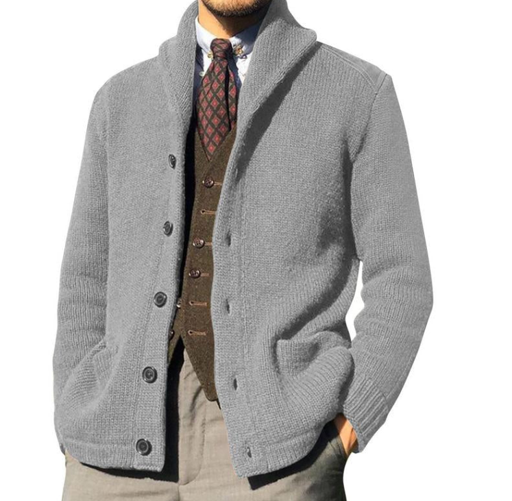 Klassisch gestrickte Herren Jacke mit Knöpfen