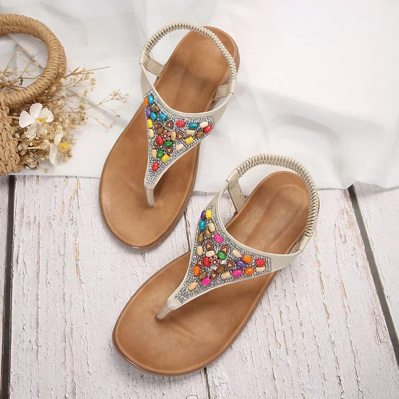 Lara - Bohemian Retro Sandalen mit flachem Absatz