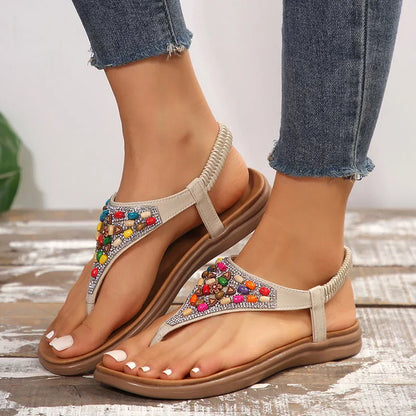 Lara - Bohemian Retro Sandalen mit flachem Absatz