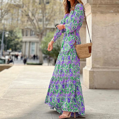 Amara - Langes Boho-Kleid mit Paisley-Muster