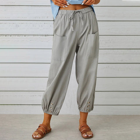 Elda Hosen - Damen Leinen-Capri-Hose für entspannten Komfort im lockeren Stil