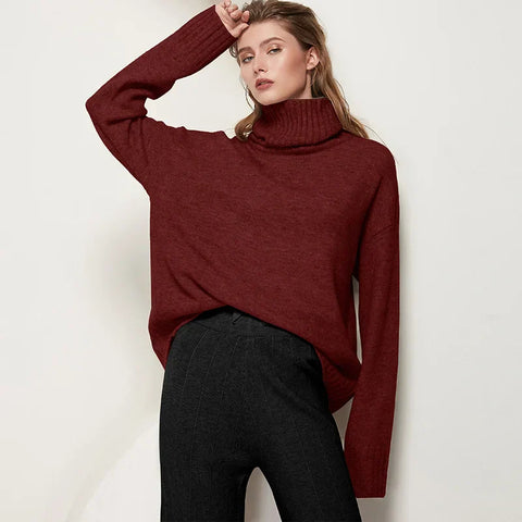 Brenda - Weicher Kaschmir-Rollkragenpullover mit Rippbündchen