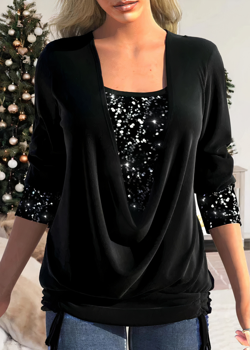 SARINA - Stilvolle Glitzerbluse