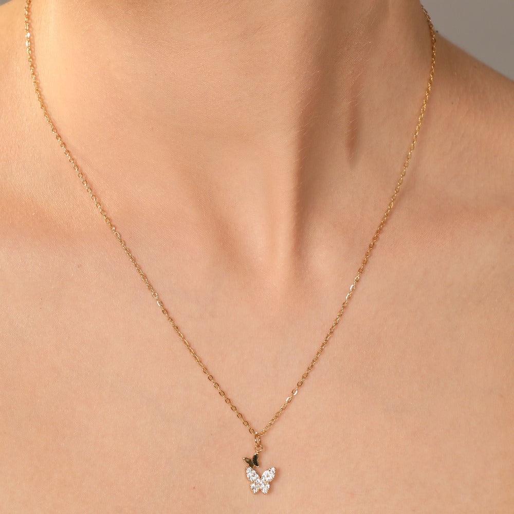 Mini Butterfly Kette 14K Vergoldet