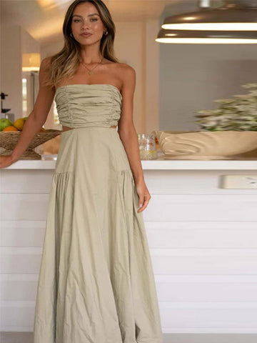 Beate - Elegantes, schulterfreies, halblanges Abendkleid für Damen