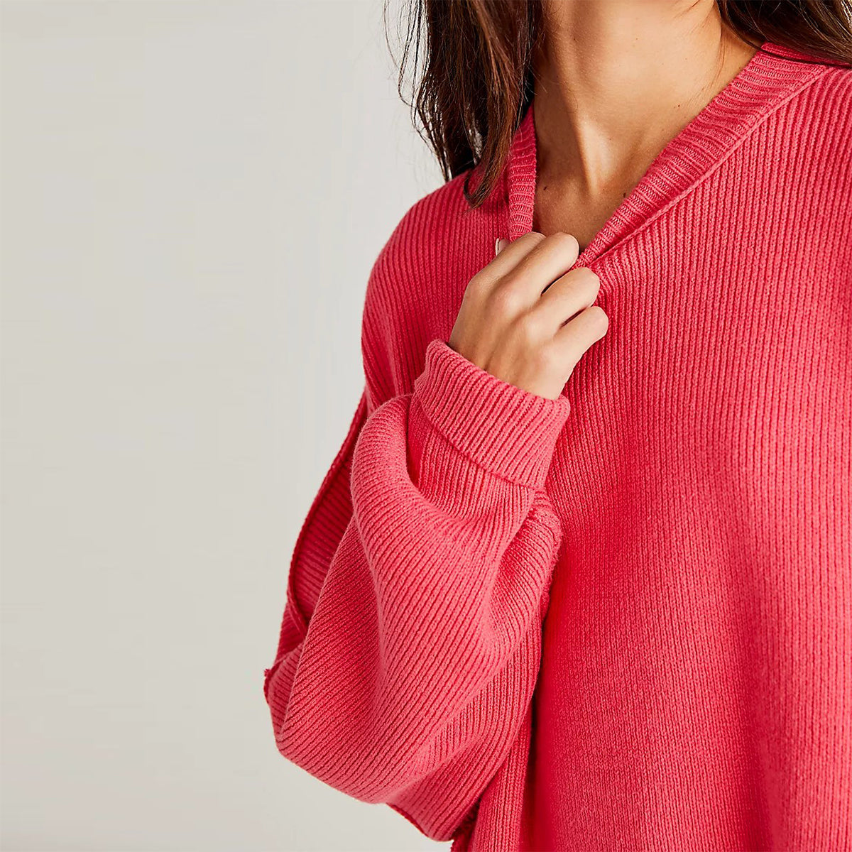 Fayette - Eleganter Damen Pullover Rot Oversize mit Rundhalsausschnitt und langen Ärmeln