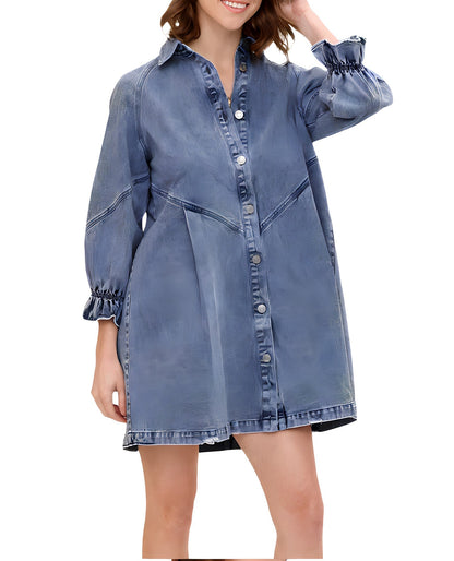 Debby - Langärmeliges Denim-Kleid