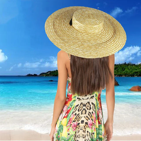 Sommer grobes Stroh flache Spitze Strohhut