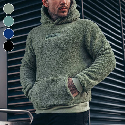 Luxuriöser Plüsch-Kapuzenpullover für Herren