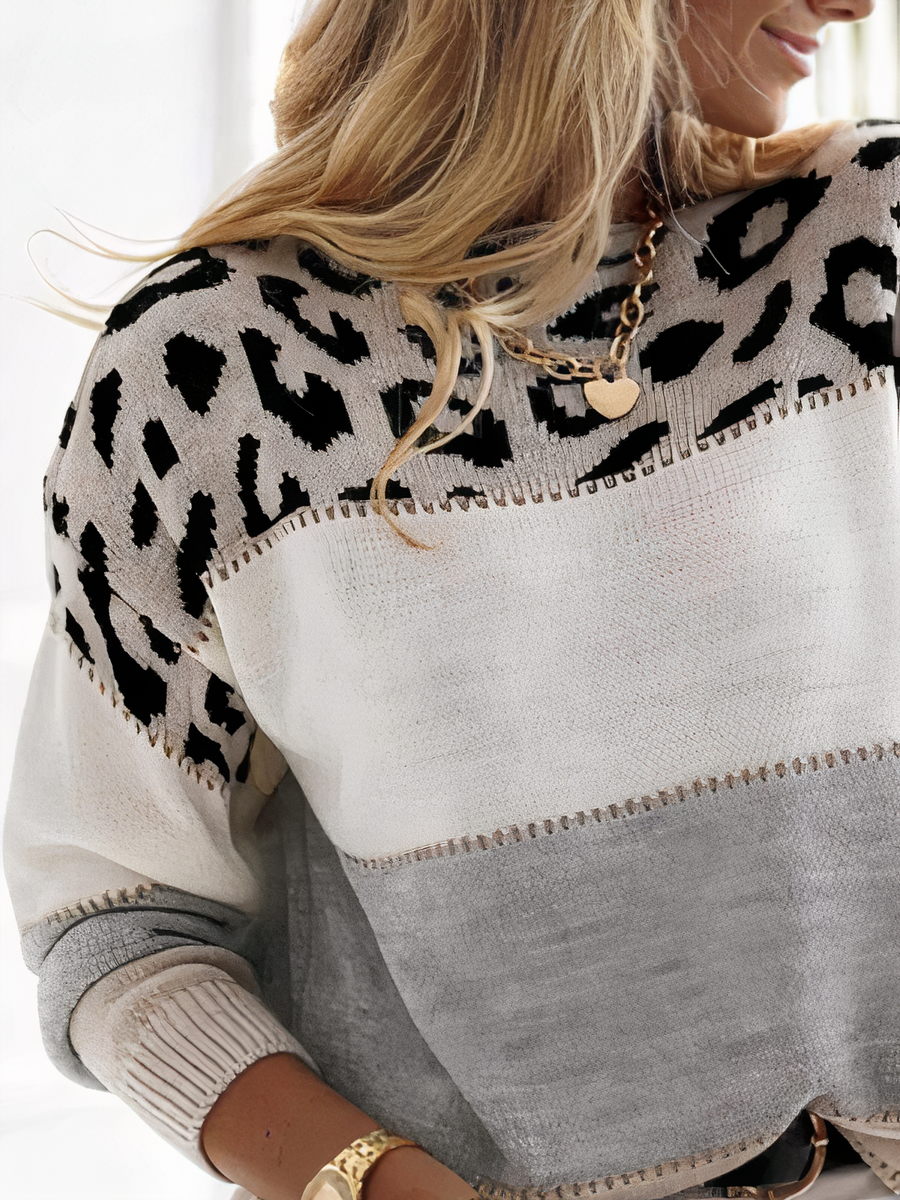 ZINNIA - Strickpullover mit Panther-Muster