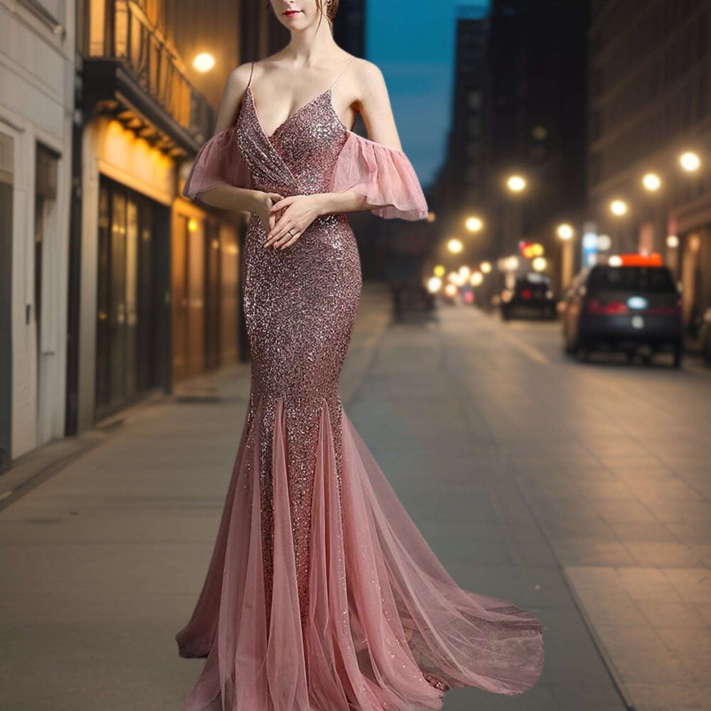 Romana - Glamouröses Pailletten Abendkleid