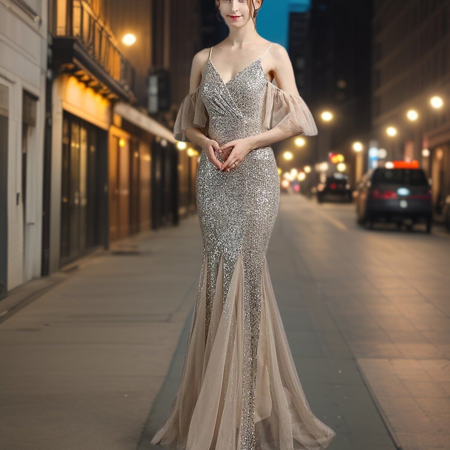 Romana - Glamouröses Pailletten Abendkleid