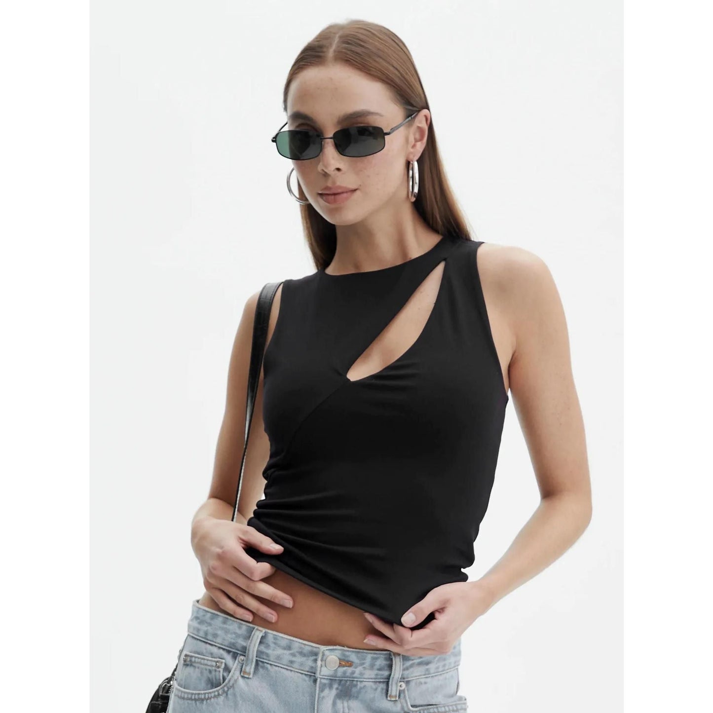 Lorea - Summer Chic Sleeveless Cut Out Knit Top for Women