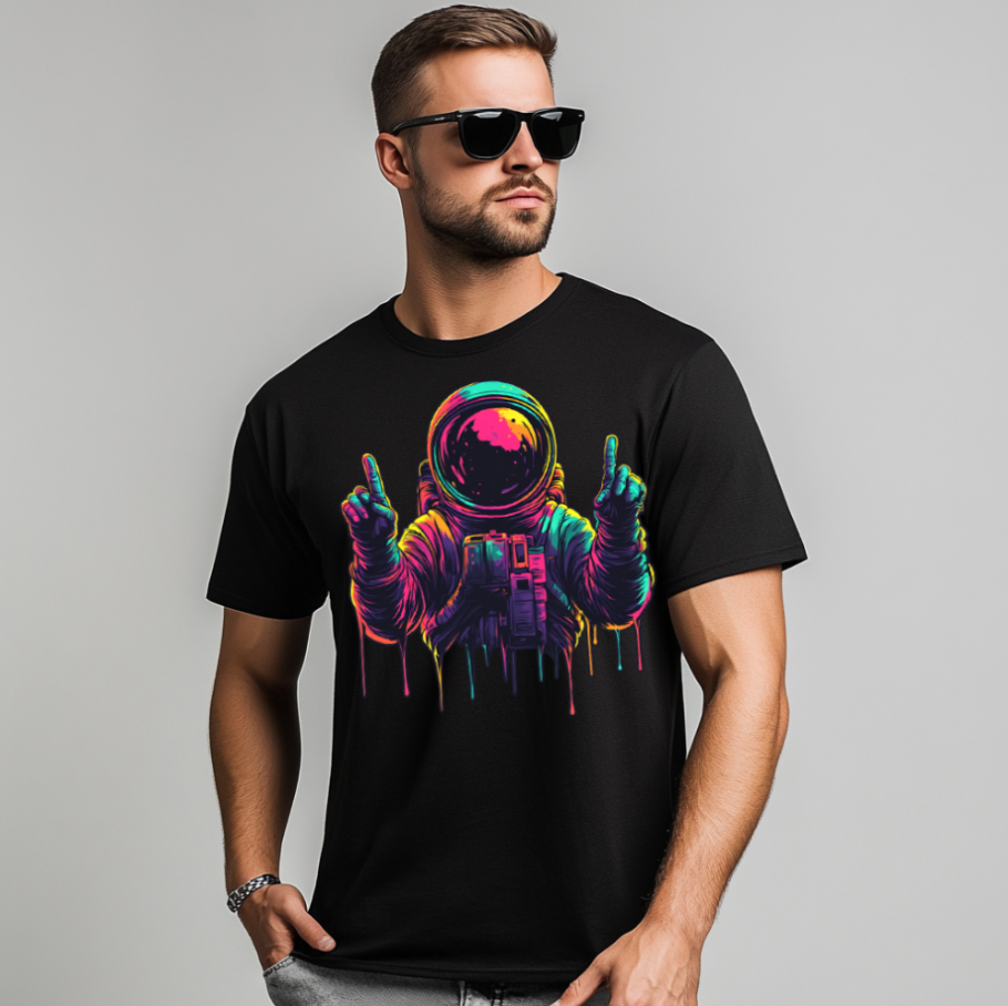 Herren-T-Shirt aus Baumwolle mit Astronautengrafik im lässigen Stil - Dorian