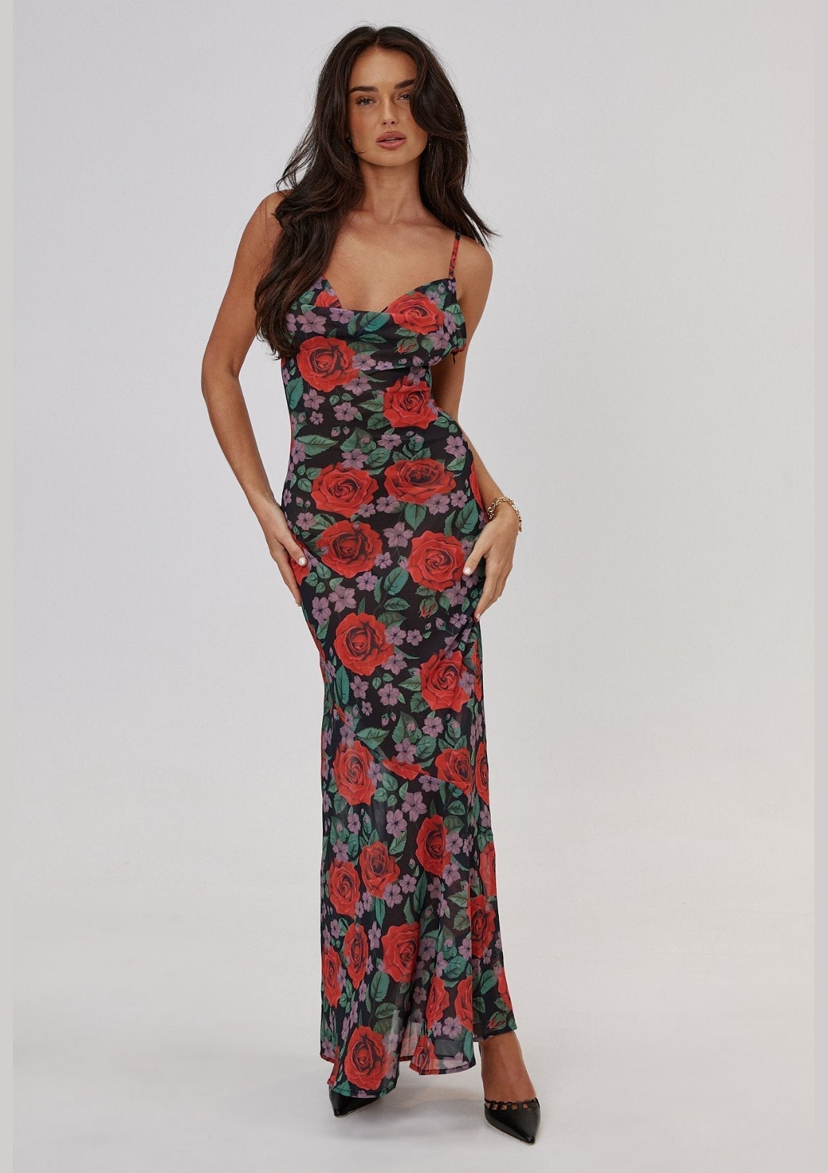 Ady - Floral Bedrucktes Maxi-Slipkleid