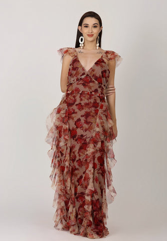 Judy - Langes böhmisches Blumenkleid
