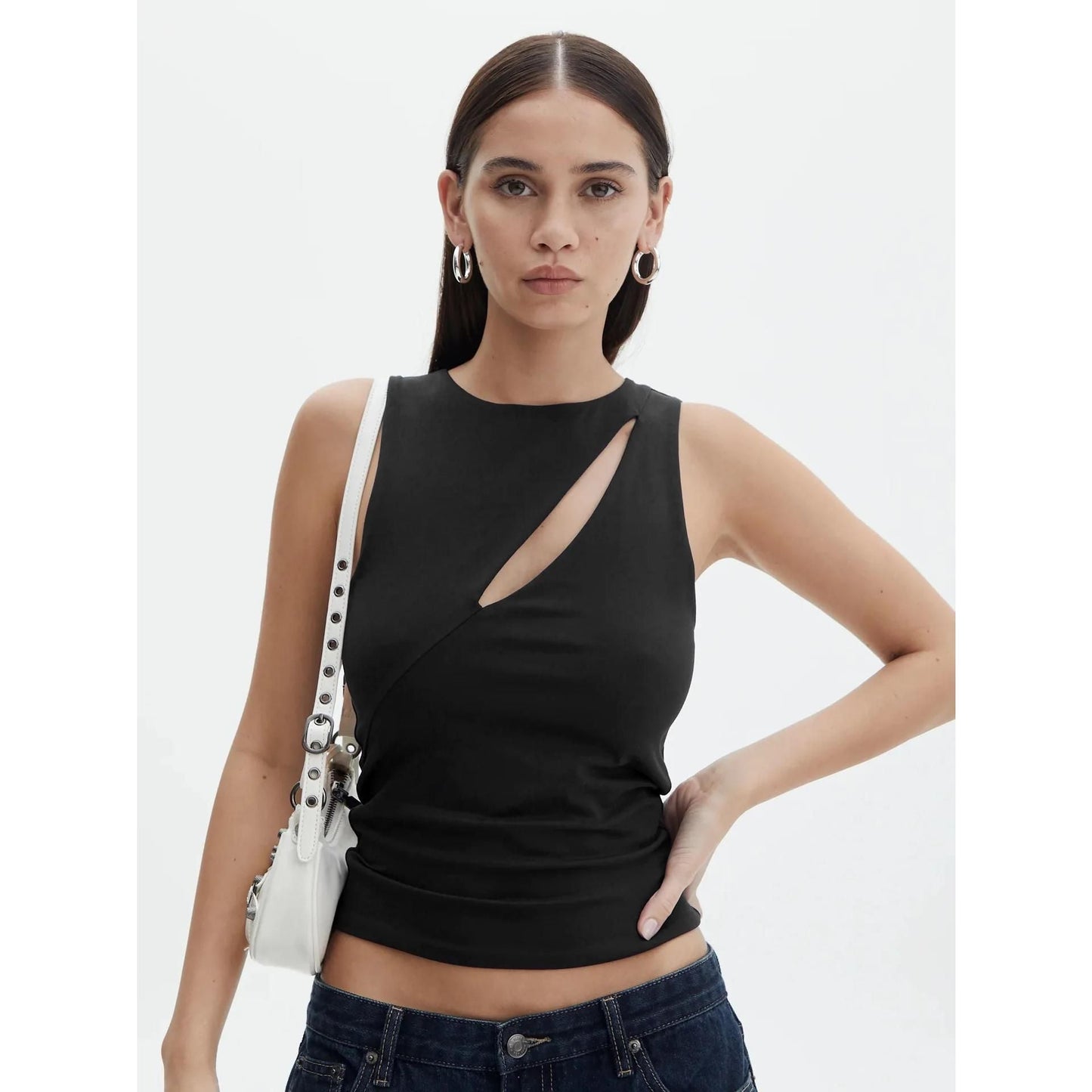 Lorea - Summer Chic Sleeveless Cut Out Knit Top for Women