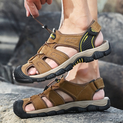 Herren Outdoor Sandalen braun atmungsaktives Leder - Dakar