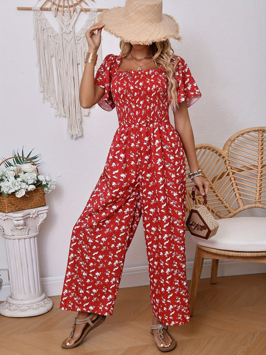 Helena - Eleganter weiter Jumpsuit mit Blumendruck