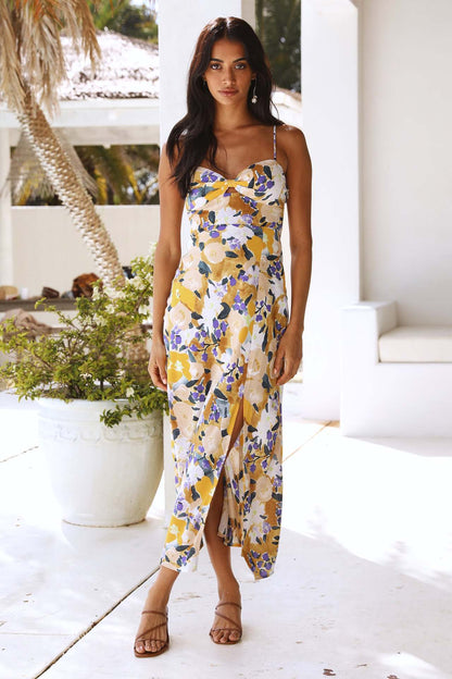 Paula - Bedrucktes Maxi-Sommerkleid mit Schlitz