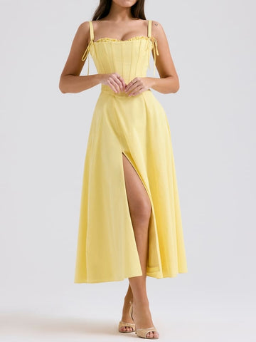 Emily - Lässiges und feminines gelbes Damenkleid