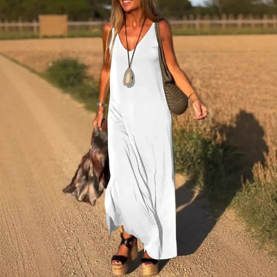 Langes Damenkleid mit fließenden Trägern im lässigen Stil - Celina