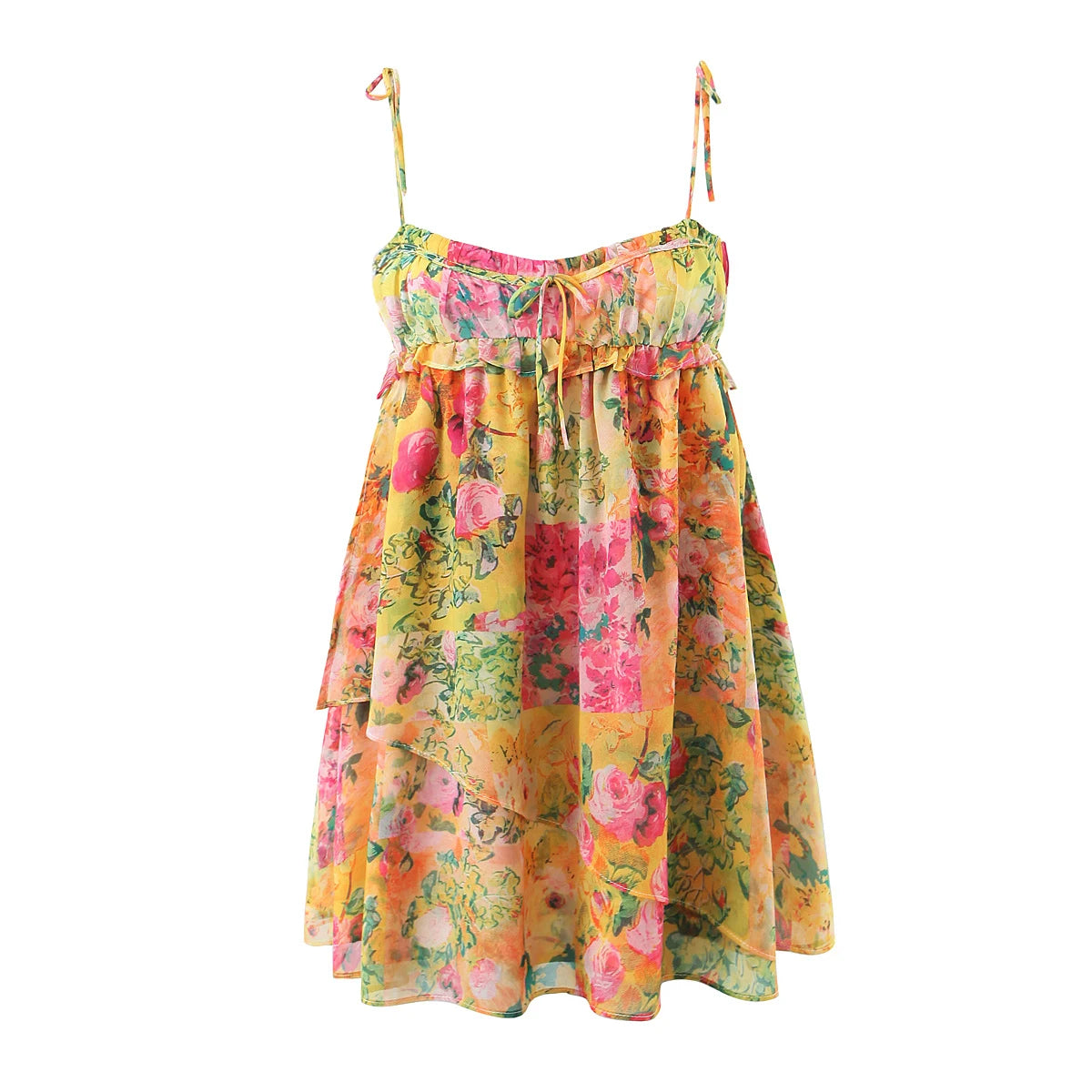 Felicity - Fließendes Camisole-Kleid mit Aquarell-Blumenmuster