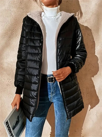 Carole - Weite, gefütterte Fleecejacke mit Kapuze