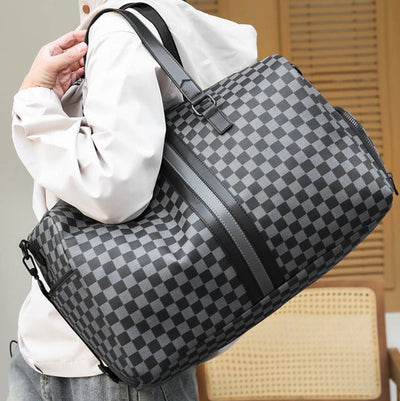 Karierte Reisetasche für Herren mit doppeltem, verstärktem Griff - Mauro