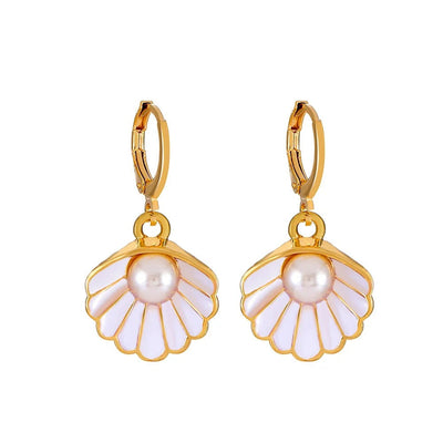 Damen Perlenohrringe Vergoldet Rosa Muschel - Elise