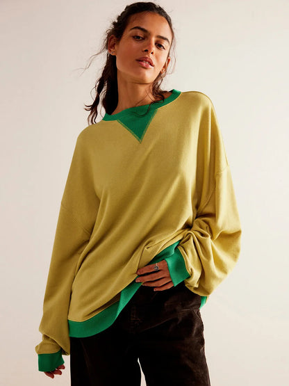 Linda - Bunter Sweatpullover mit Laternenärmeln Lässig