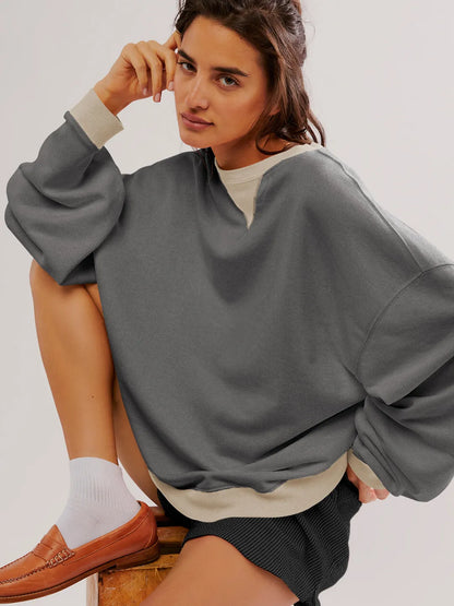 Linda - Bunter Sweatpullover mit Laternenärmeln Lässig