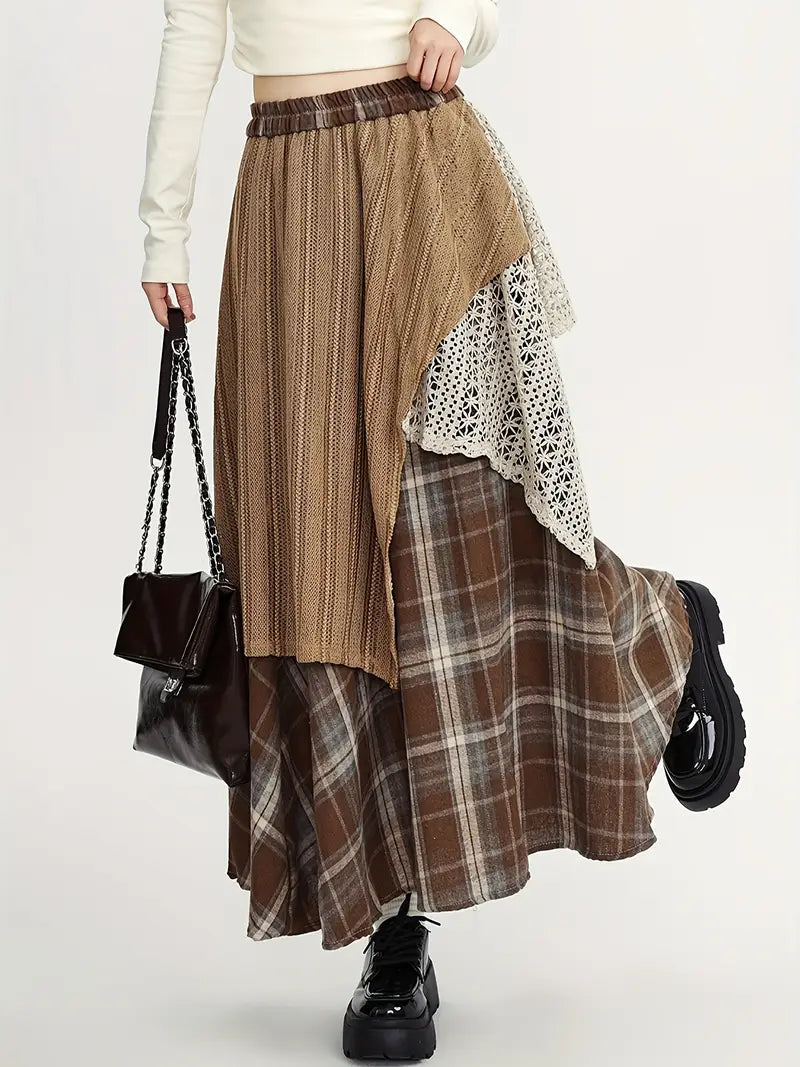 Asymmetrischer langer Trapezrock, elegant und modern, perfekt für einen trendigen, femininen Look