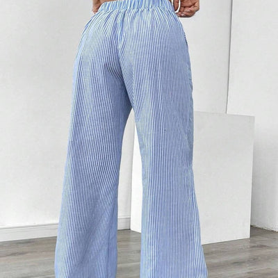 Gestreifte Damenhose mit weiten Beintaschen - Julieta