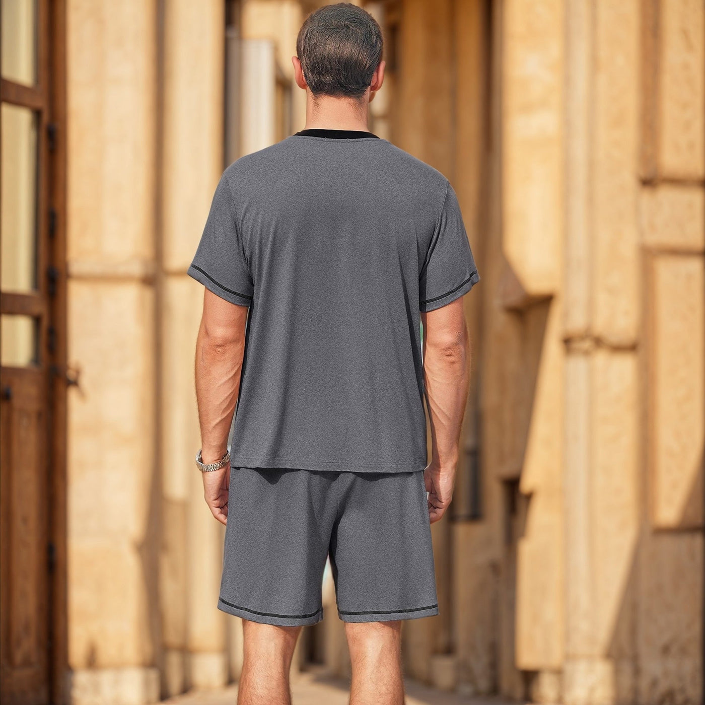 Lässiges Set mit V-Ausschnitt aus leichter Baumwolle für Herren - Marcos