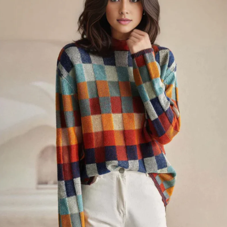 Alexandra - Patchwork-Rollkragenpullover von Couture