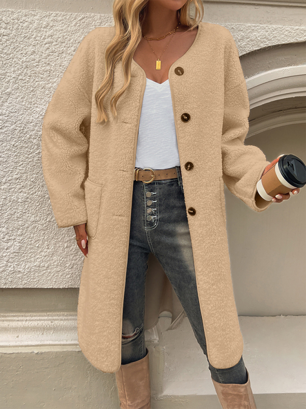 Noa - Knielanger Damen-Cardigan-Mantel mit Taschen