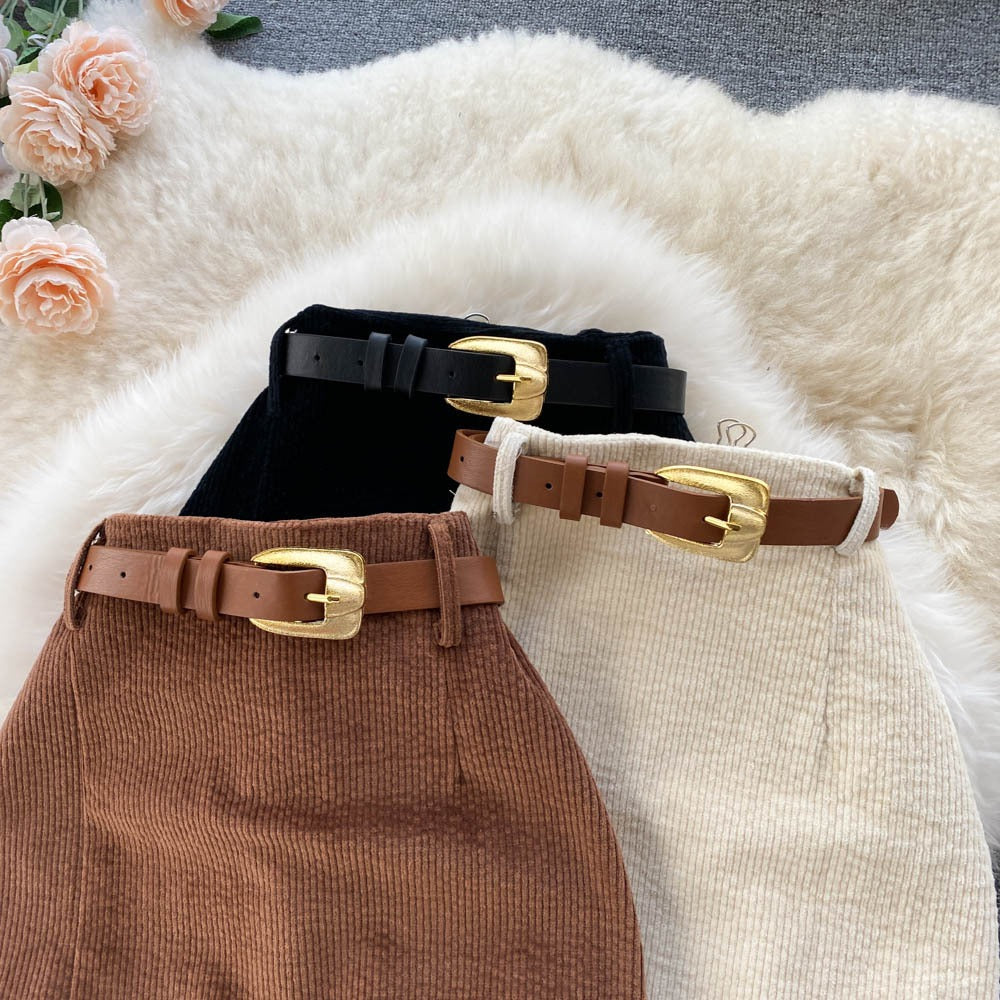 Bleistiftrock aus Kord mit Gürtel - Liora