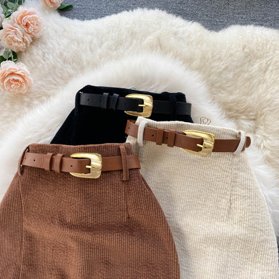 Bleistiftrock aus Kord mit Gürtel - Liora