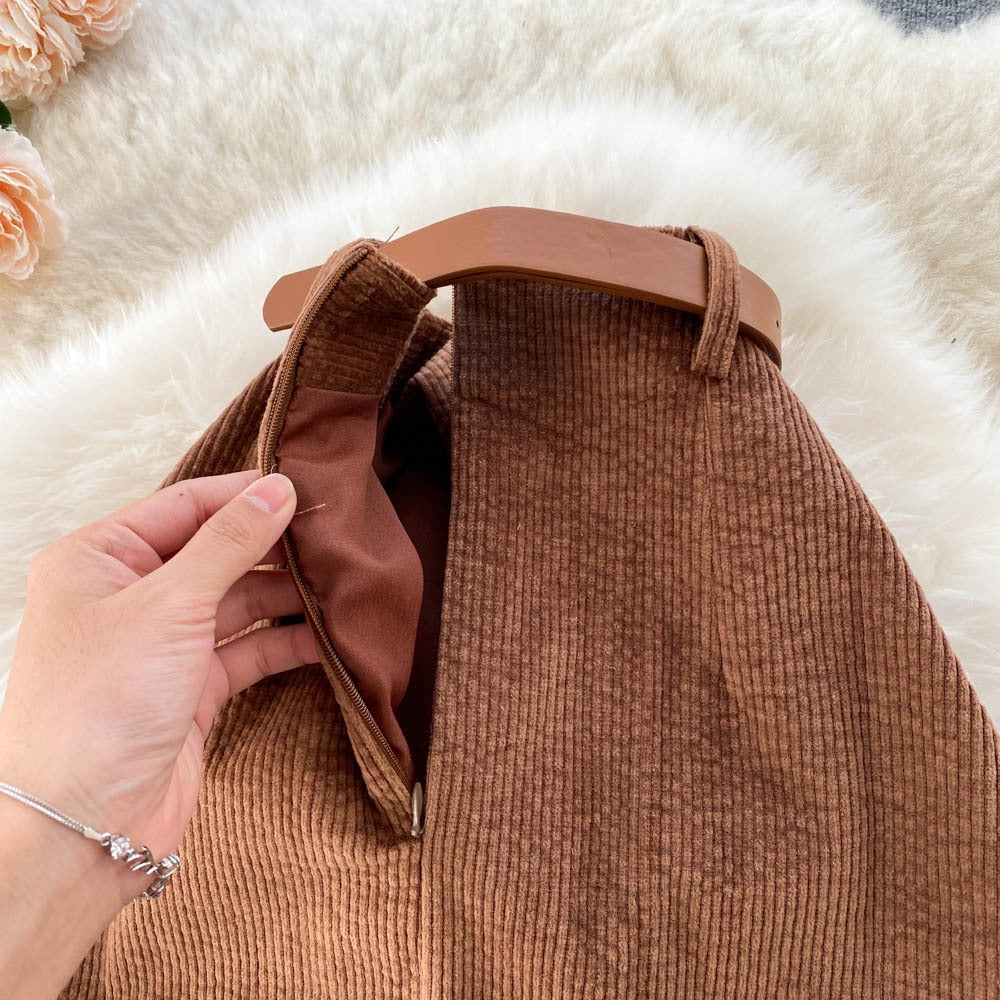 Bleistiftrock aus Kord mit Gürtel - Liora