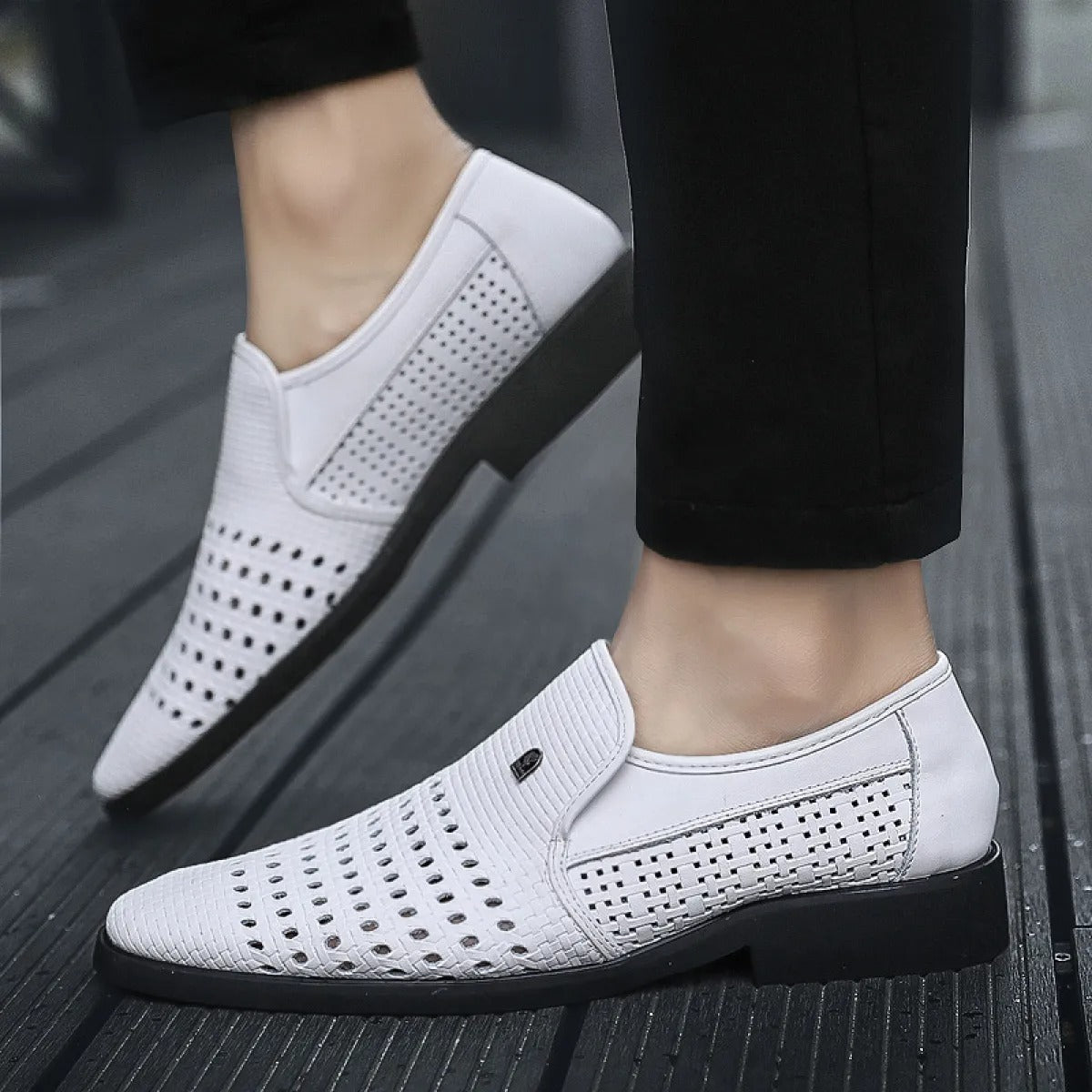 Atmungsaktive Schuhe aus geflochtenem Leder für Herren - Damian