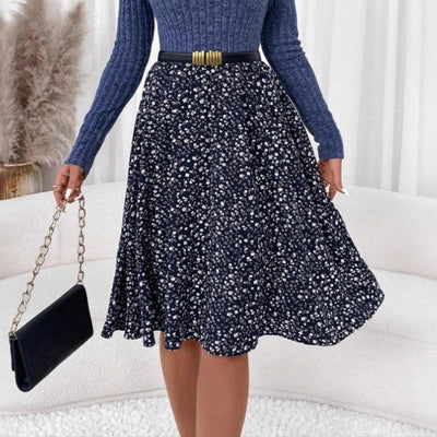 Hochtaillierter floraler Midirock für Damen - Dalia