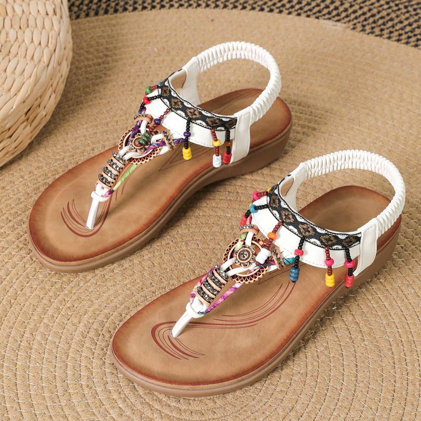 Damen Sandalen mit Perlen im Boho-Stil - Adela